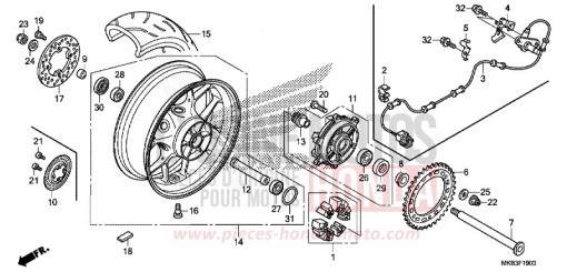 ROUE ARRIERE CBR1000SF de 2015